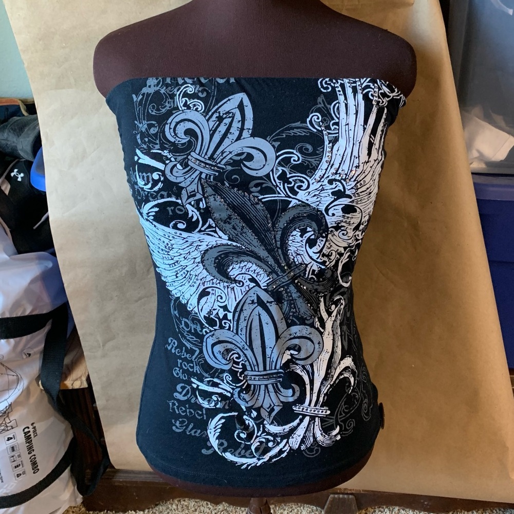 Y2K Sleeveless Clubs Top, Black